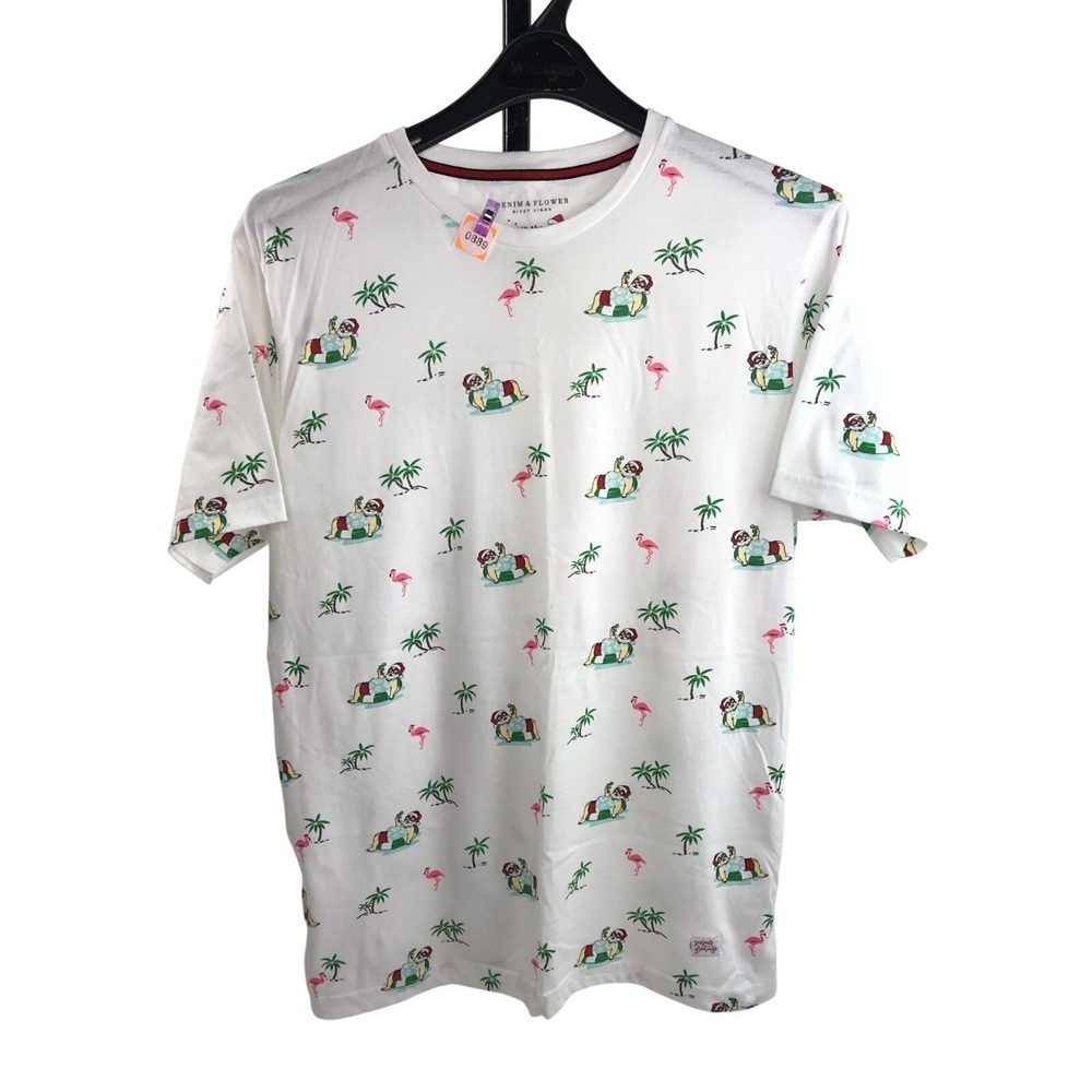 Denim & Flower Ricky Singh Merry Christmas Tropical Santa T-shirt Men's Large